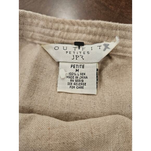Vintage Outfit JPR Petites 100% Linen Beife Tan Wrap Mini Skirt Size M Petite - Picture 2 of 6
